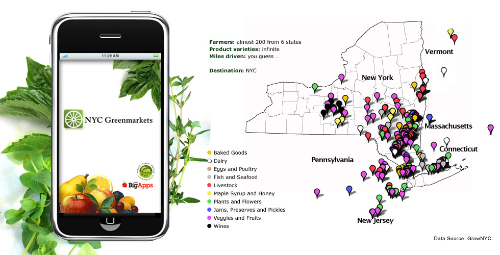 Google Maps: Interactive Guide to GrowNYC Greenmarket Farmers and Producers